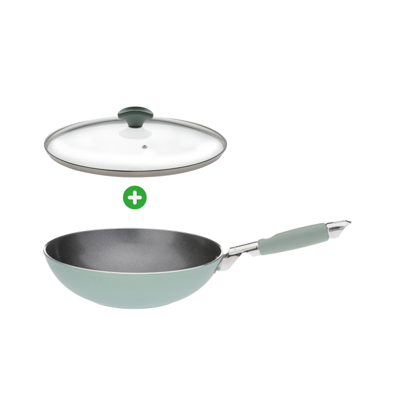 Primecook wok met glazen deksel 28 cm. PFAS-vrij